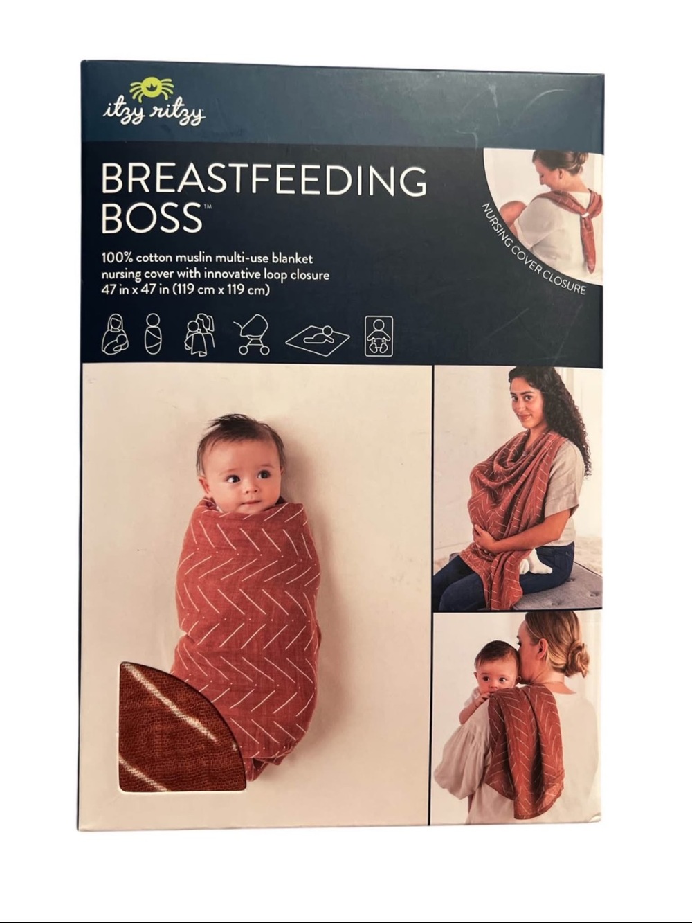 NEW Itzy Ritzy “Breastfeeding Boss” Muslin Nursing Cover / Multi-Use Blanket